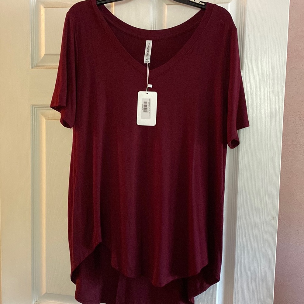 Zenana Premium Tee in Burgundy - Brand New, Never Worn